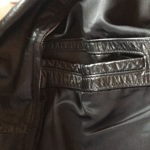 Leather Cafe Racing Jacket Adjustable Johnnie Owens black zippers jacket 38 ML - Picture 9 of 9